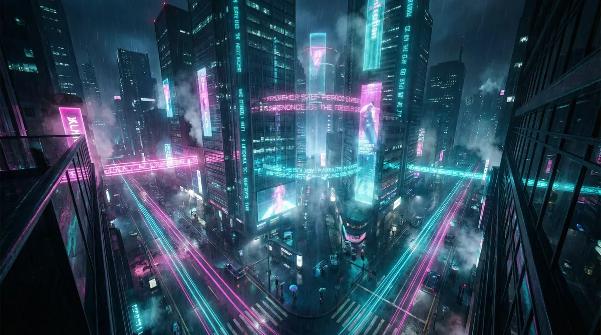 昆仑神宫在线 竖屏短剧平台首页背景 - 赛博朋克都市夜景